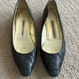 Manolo Blahnik Quilted Black Flats